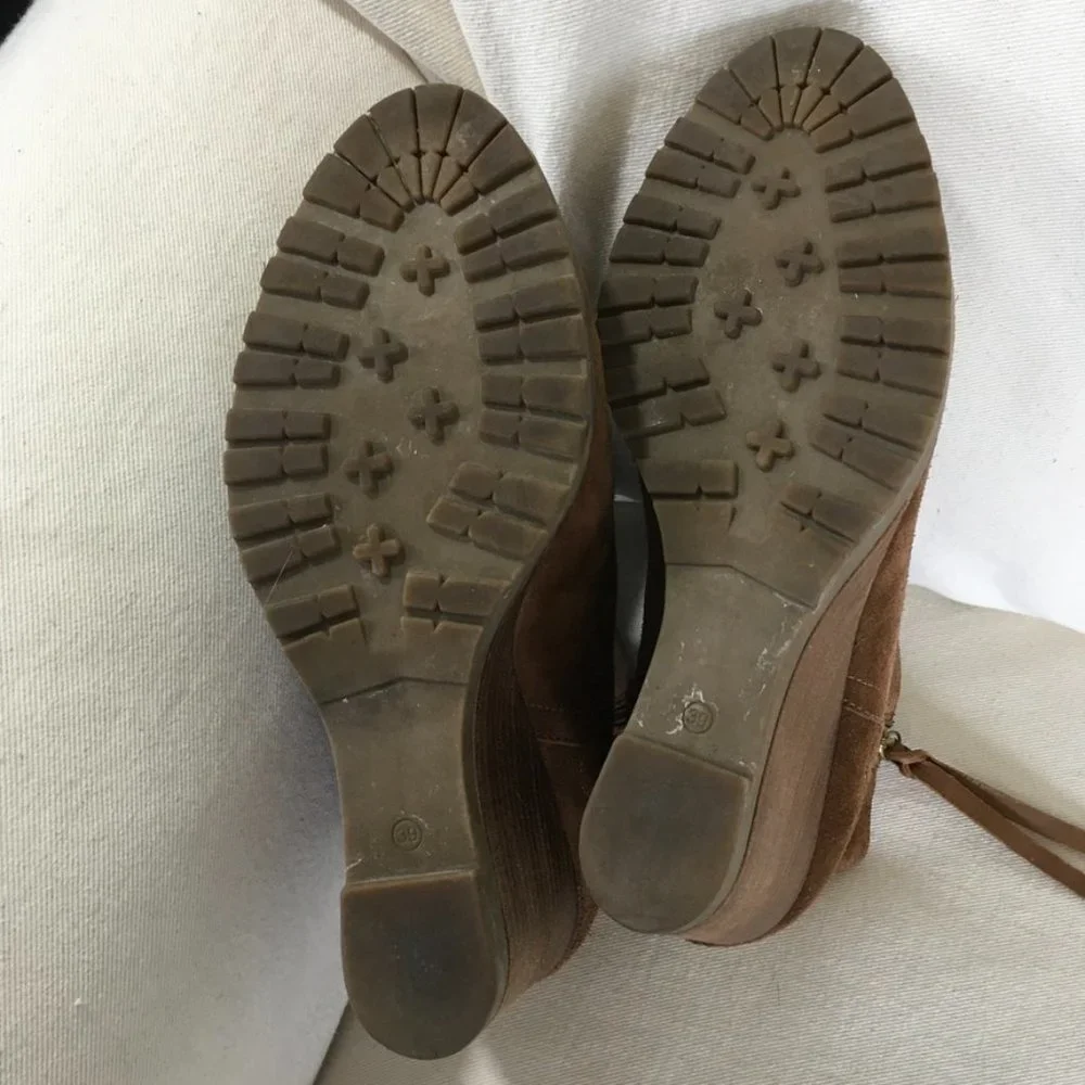 Fabianelli Italian Suede Leather Wedge Ankle Boot